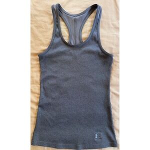 Under Armour Womens Ribbed Racerback Tank Top Charcoal Gray Mesh Back size small